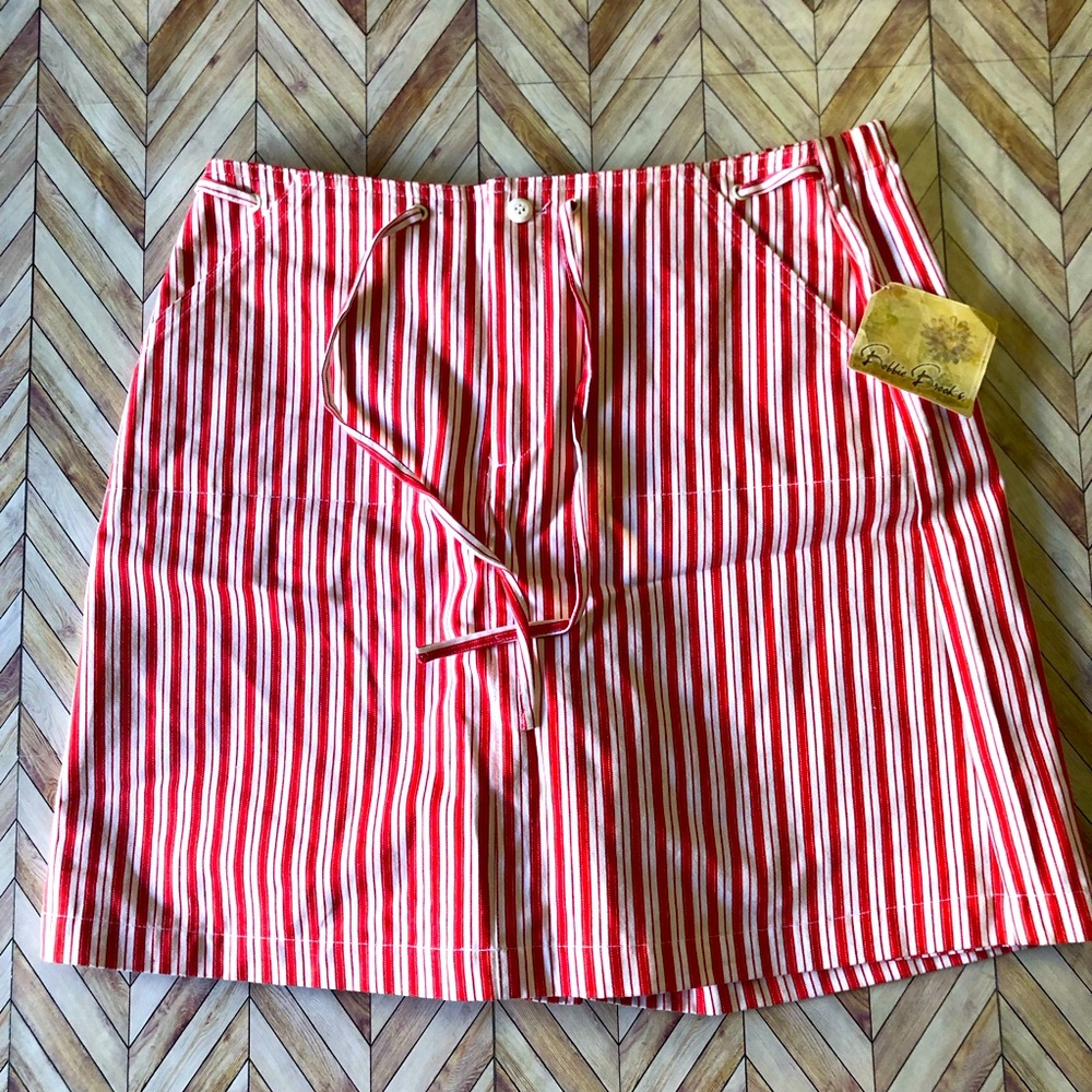 VTG 90’s Bobbie Brooks Skort Striped Red And White. Tag On. Size medium
